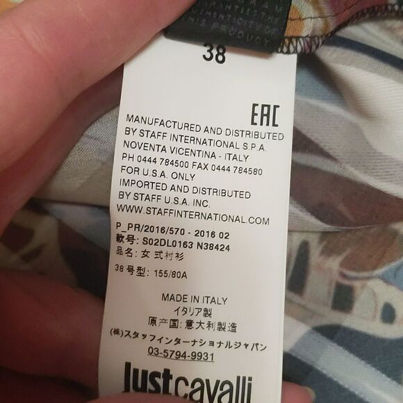 Just Cavalli Multicolor Floral Print Cotton & Silk Oversized Blouse S - Picture 9 of 11